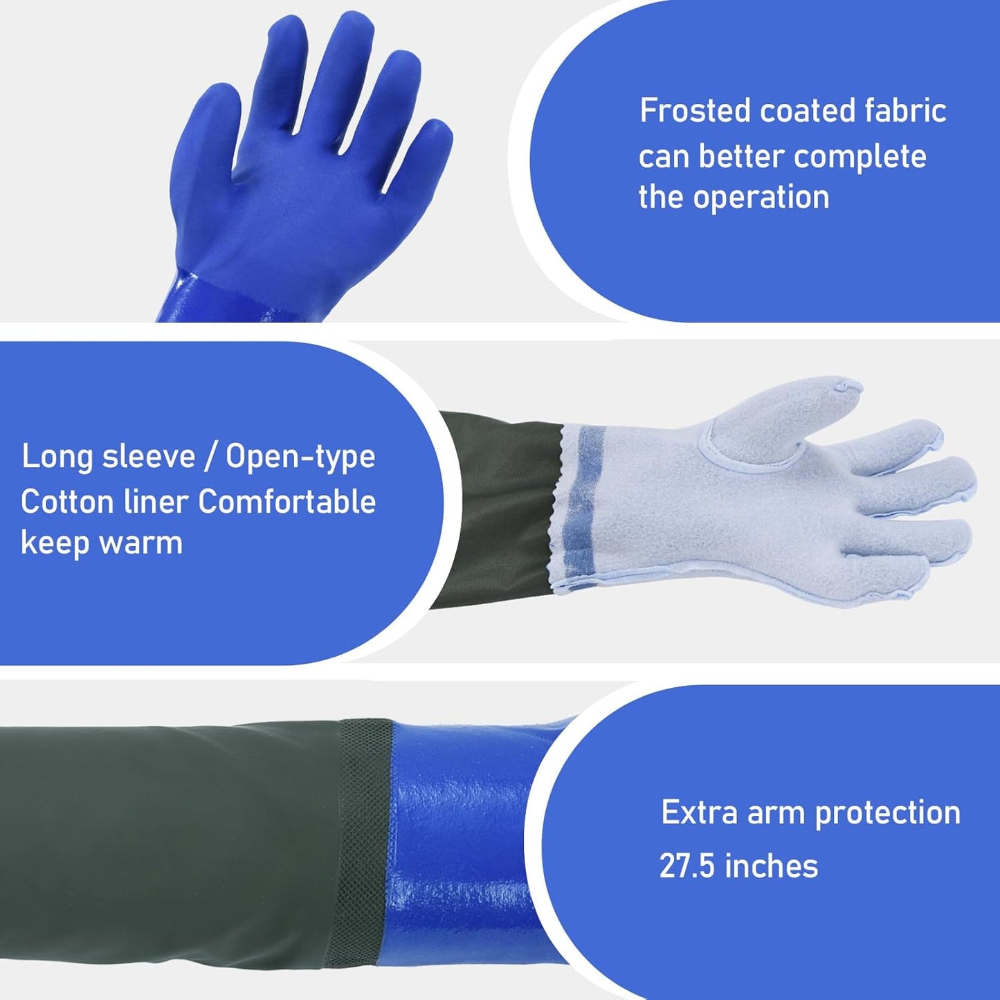 Guantes químicos impermeables reutilizables 28pulg