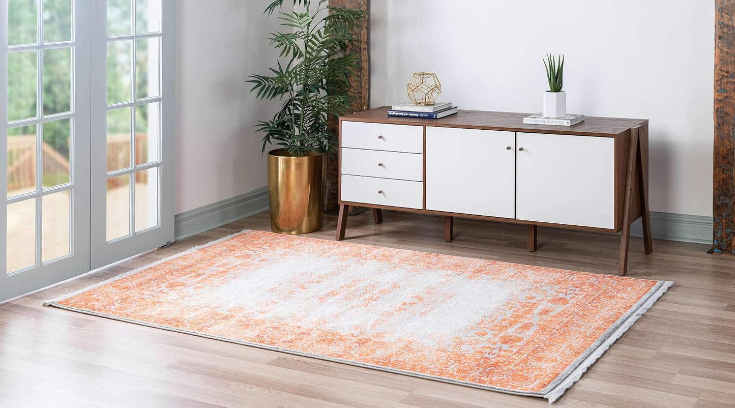 Alfombra área vintage terracota/gris 3x5ft