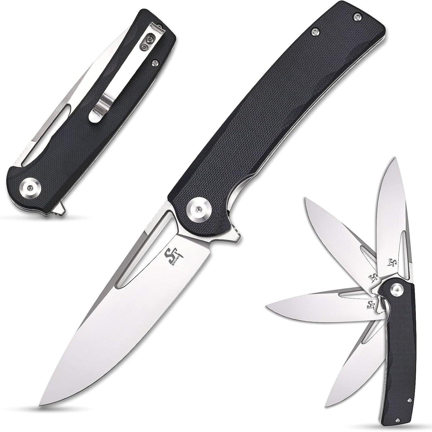 Cuchillo plegable ST126 D2 G10 clip bolsillo EDC negro