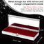 Joyero metal rectangular terciopelo rojo espejo plateado