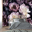Papel tapiz floral peonía morada 132x92"