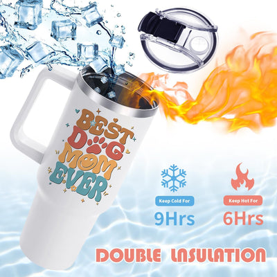 Vaso mamá de perro con asa tapa popote 1180ml