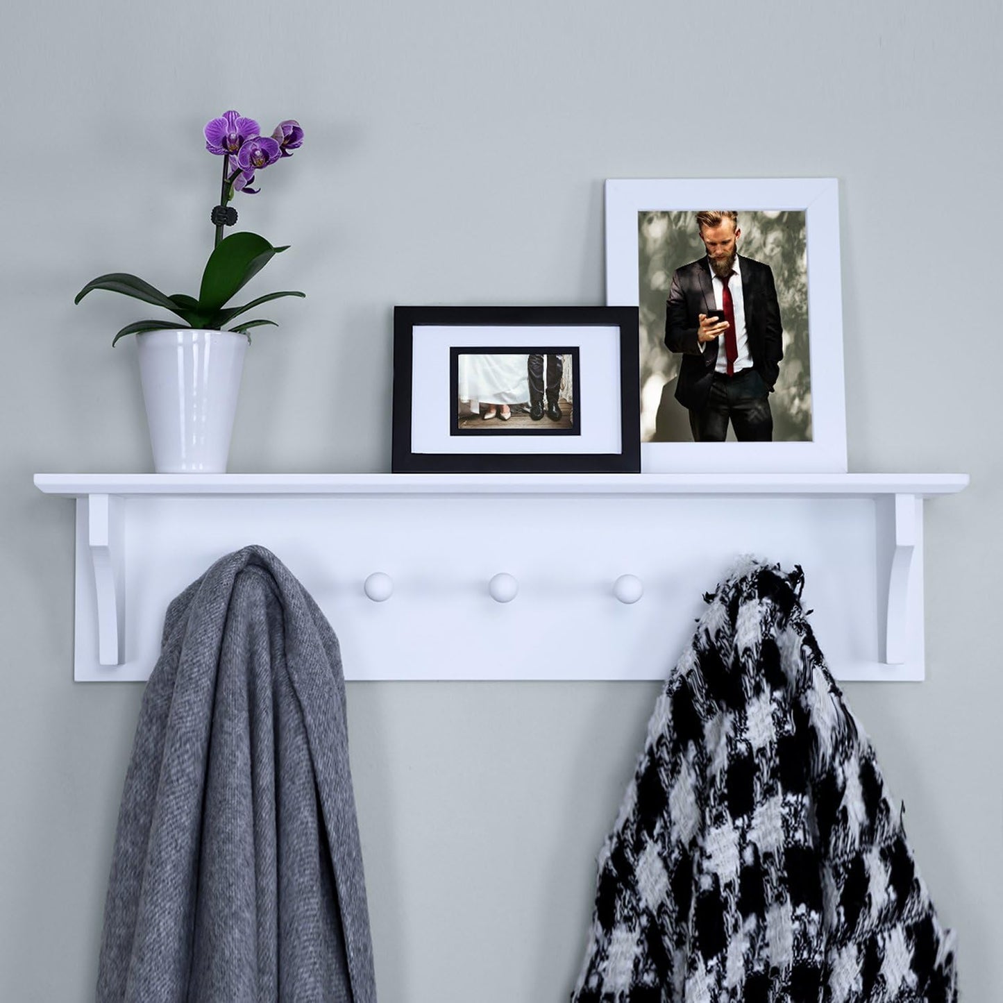 Perchero Pared Flotante de Madera para Vestidor y Entrada