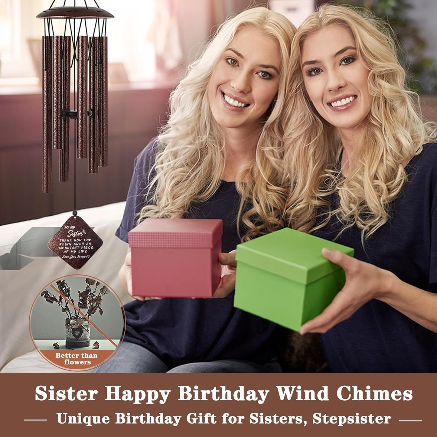 Campanillas viento bronce 32pulg regalo hermana