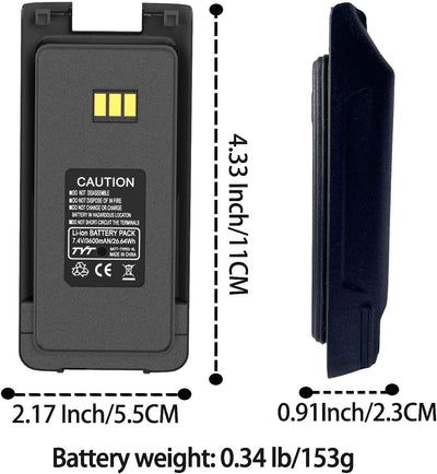 Batería litio 7.2V 3600mAh USB-C para radio TYT MD-390
