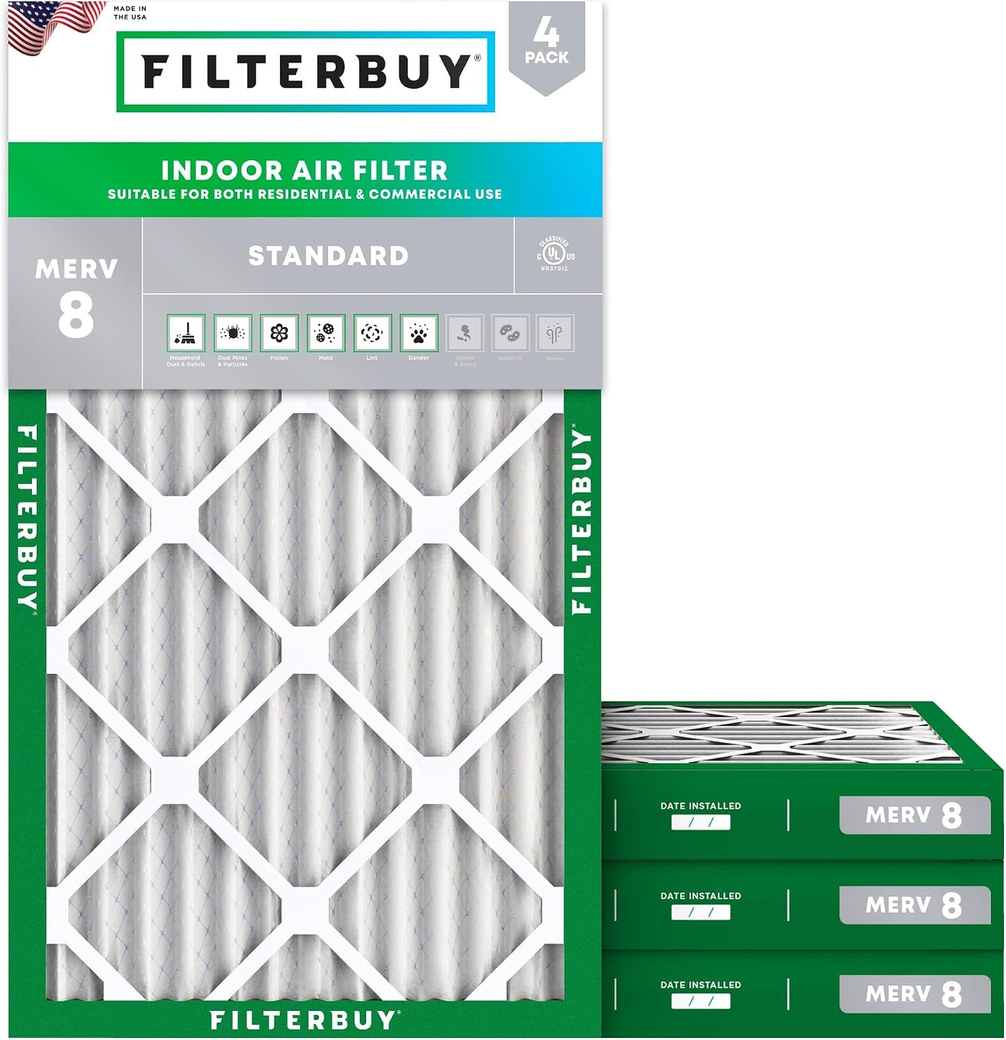 Filtro aire MERV 8 plisado HVAC AC 10x20x2 pack 4