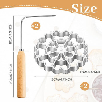 Set 2 Moldes Bunuelos 4.7pulg Mango Aluminio Kit Rosette