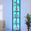 Estante esquinero 6 niveles con luz led rústico marrón y