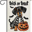 Bandera Halloween perro salchicha calavera decoración jardín