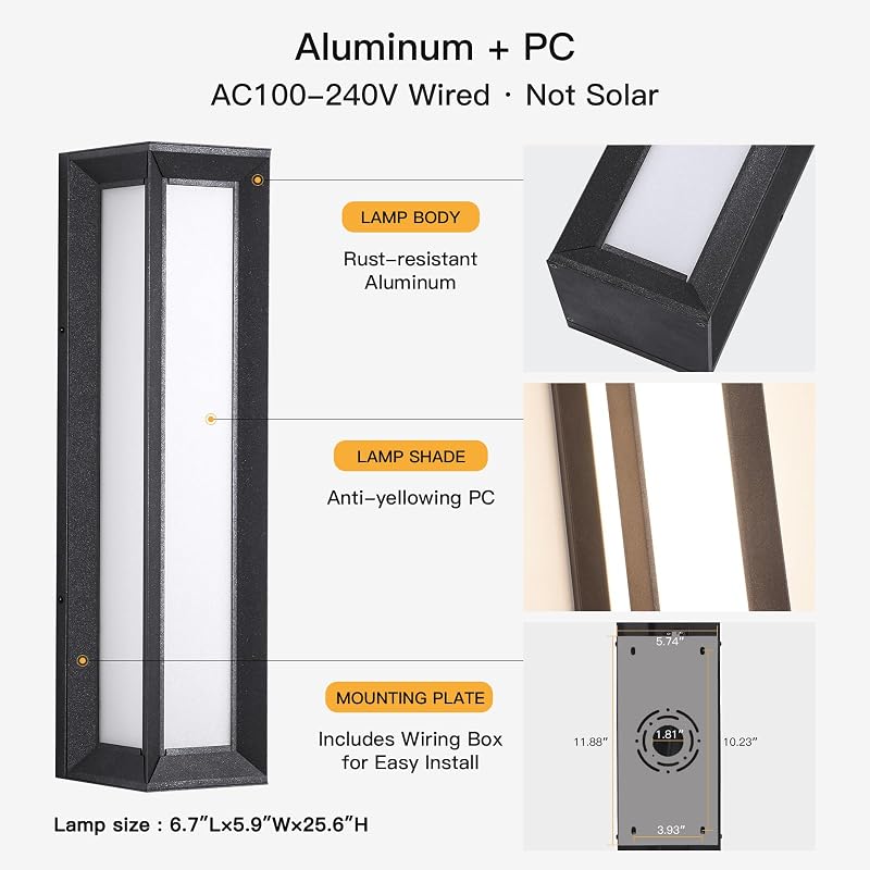 Aplique pared exterior 26pulg LED 3000K para puerta
