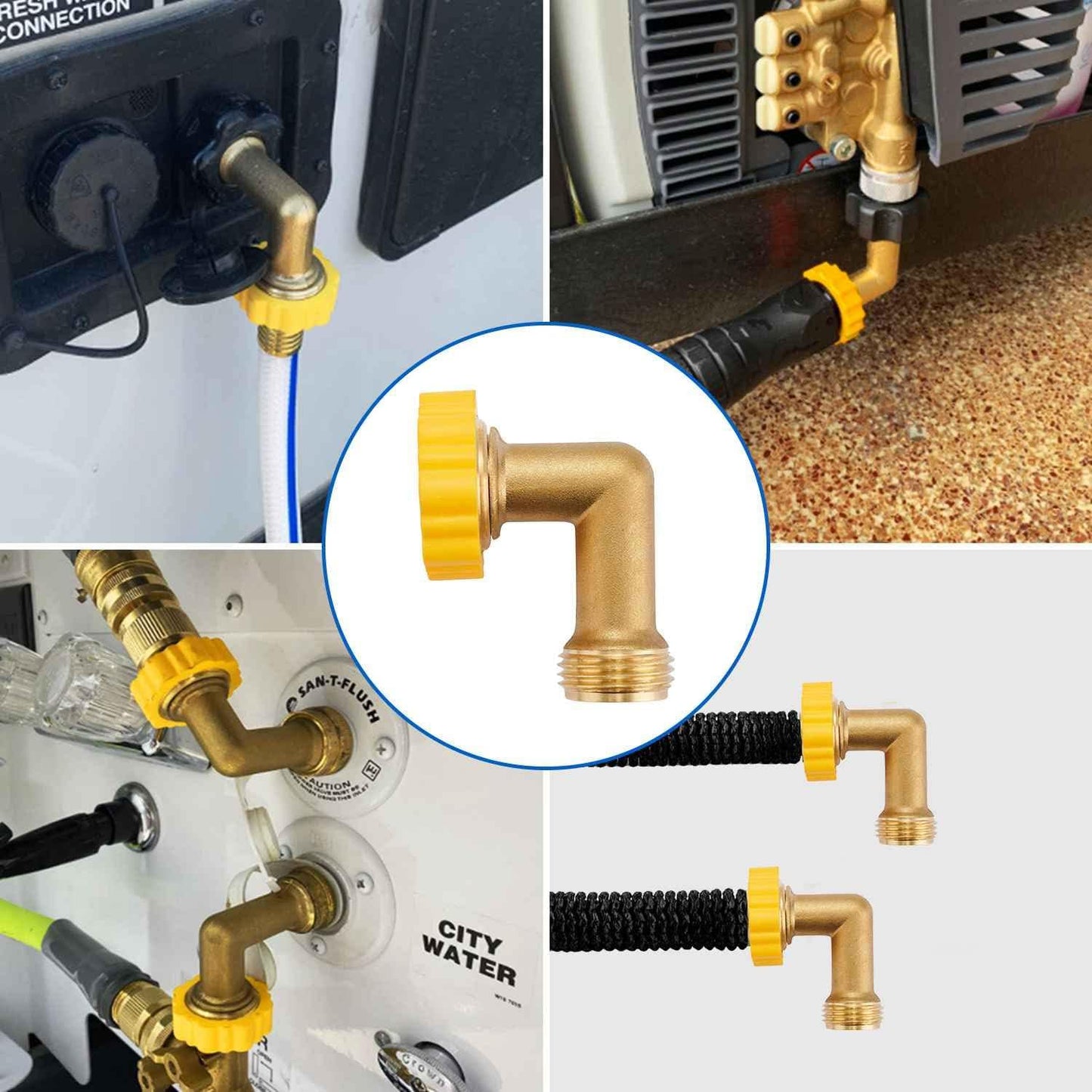 Conector manguera 3/4 rosca giratorio rápido 90 grados