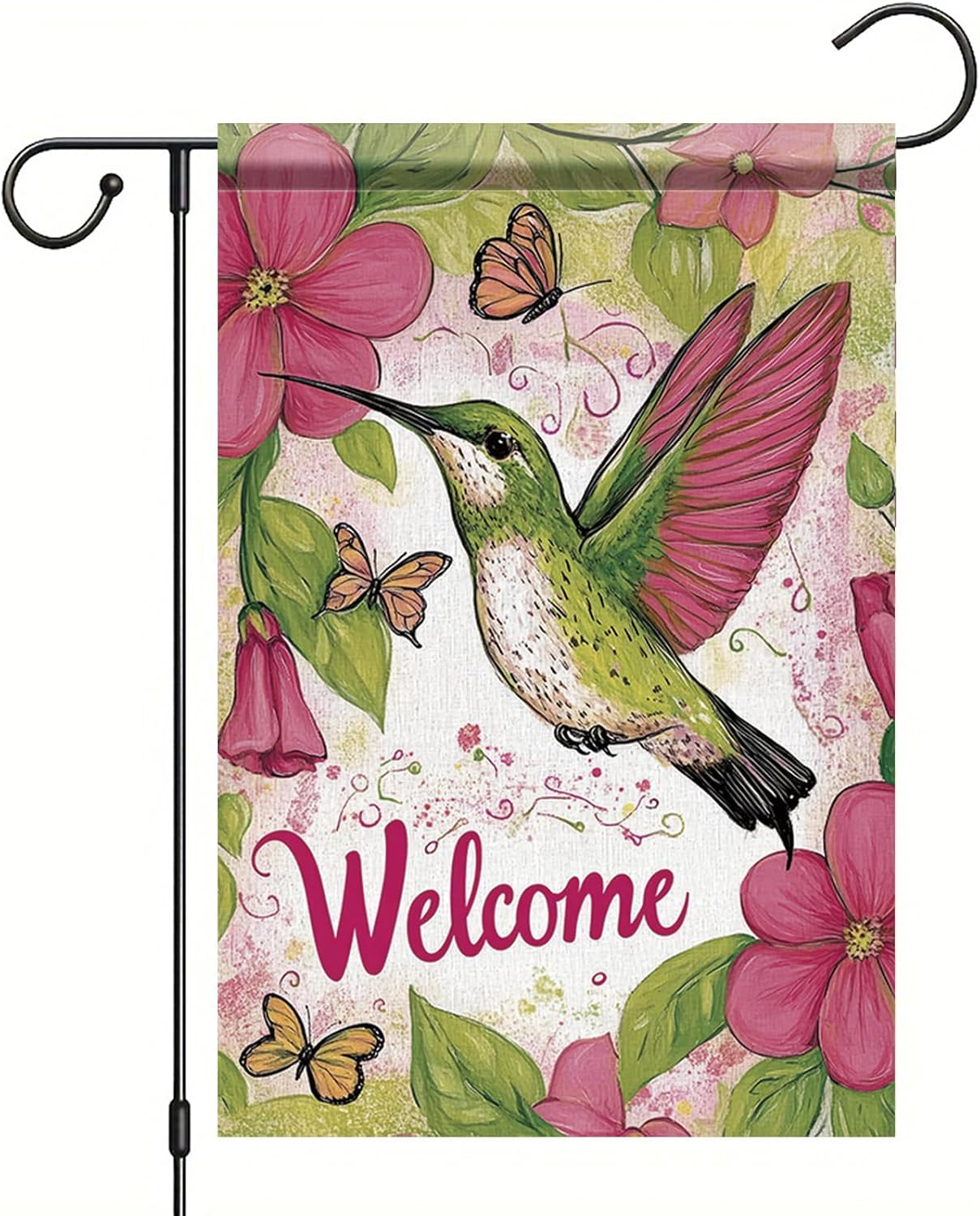 Bandera jardín colibrí 12x18pulg doble cara decoración