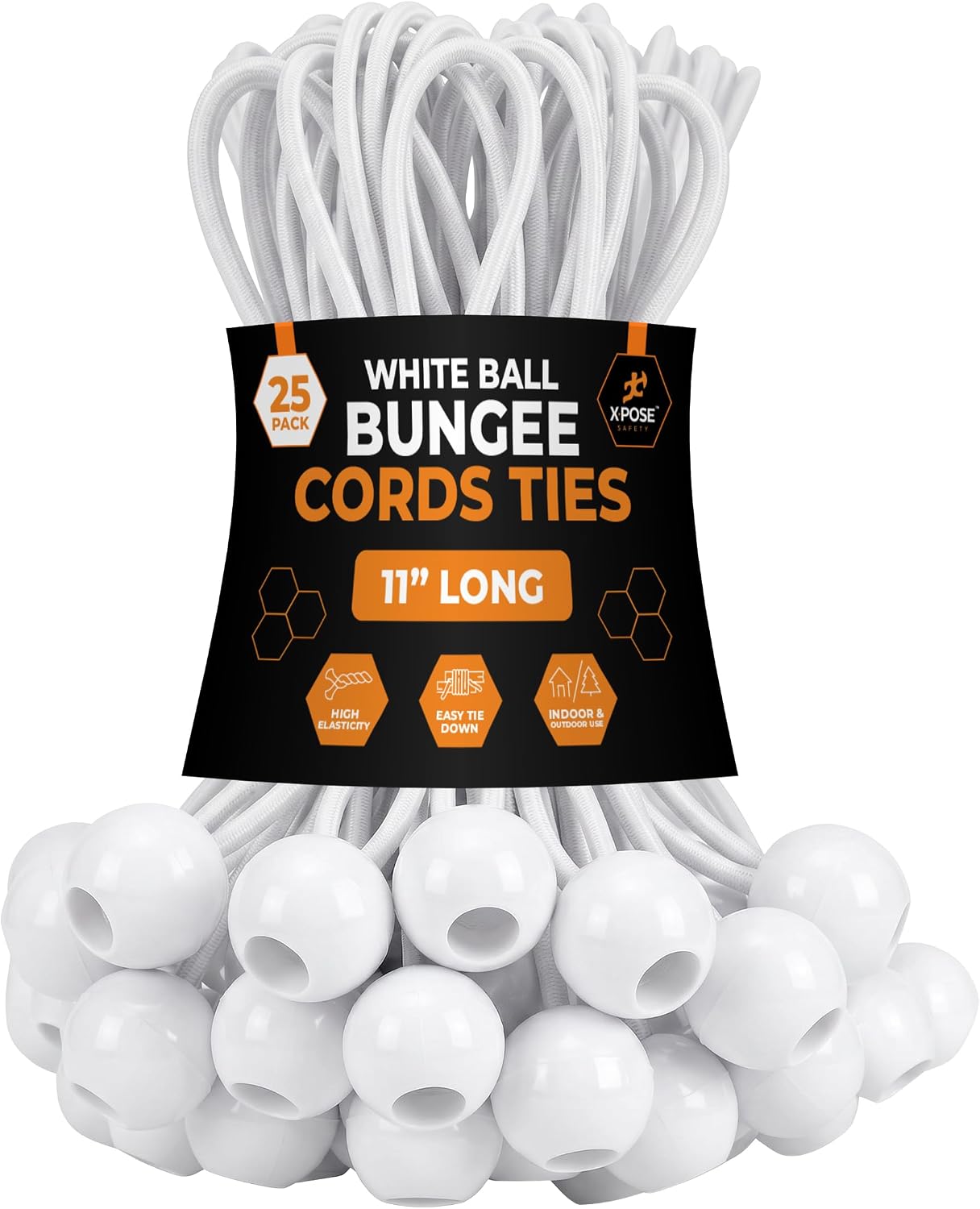 Cuerdas elásticas blancas 11" set 25 para toldos