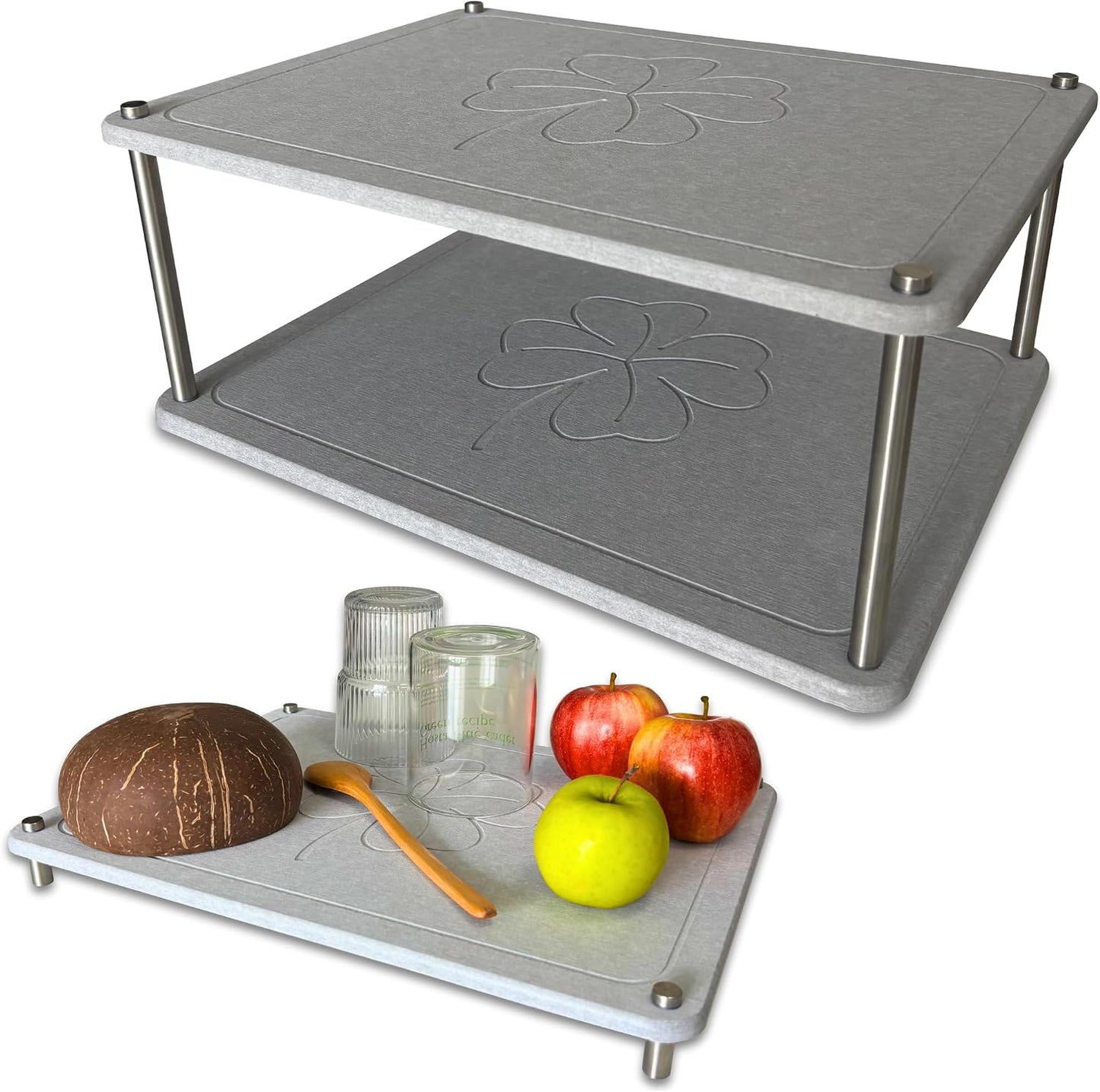 2 Tapetes piedra secado platos 2 niveles encimera cocina