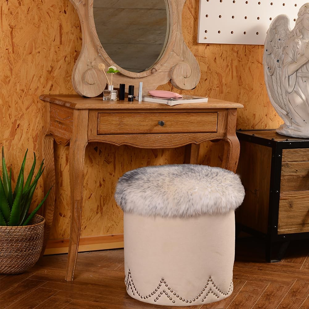 Funda cuadrada piel oveja para silla cojín 18x18 pulg gris