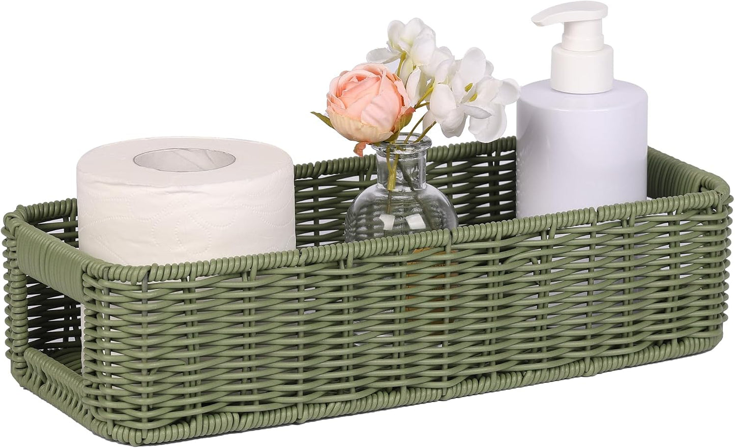 Cesta mimbre decorativa para encimera y estantes