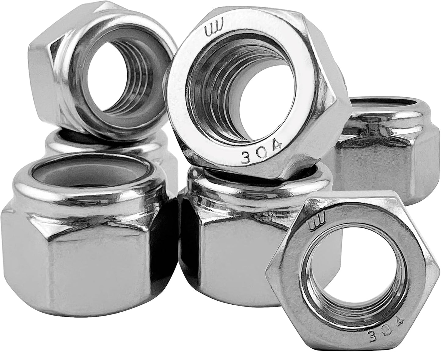 70 Tuercas Nylock Acero Inox 304 5/16-18 para Automóviles