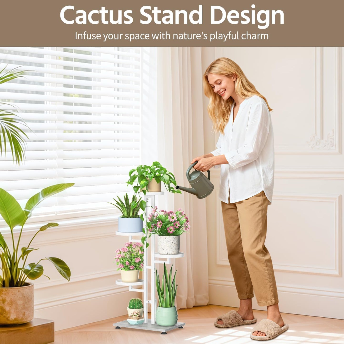Soporte plantas 4 niveles metal resistente para interiores