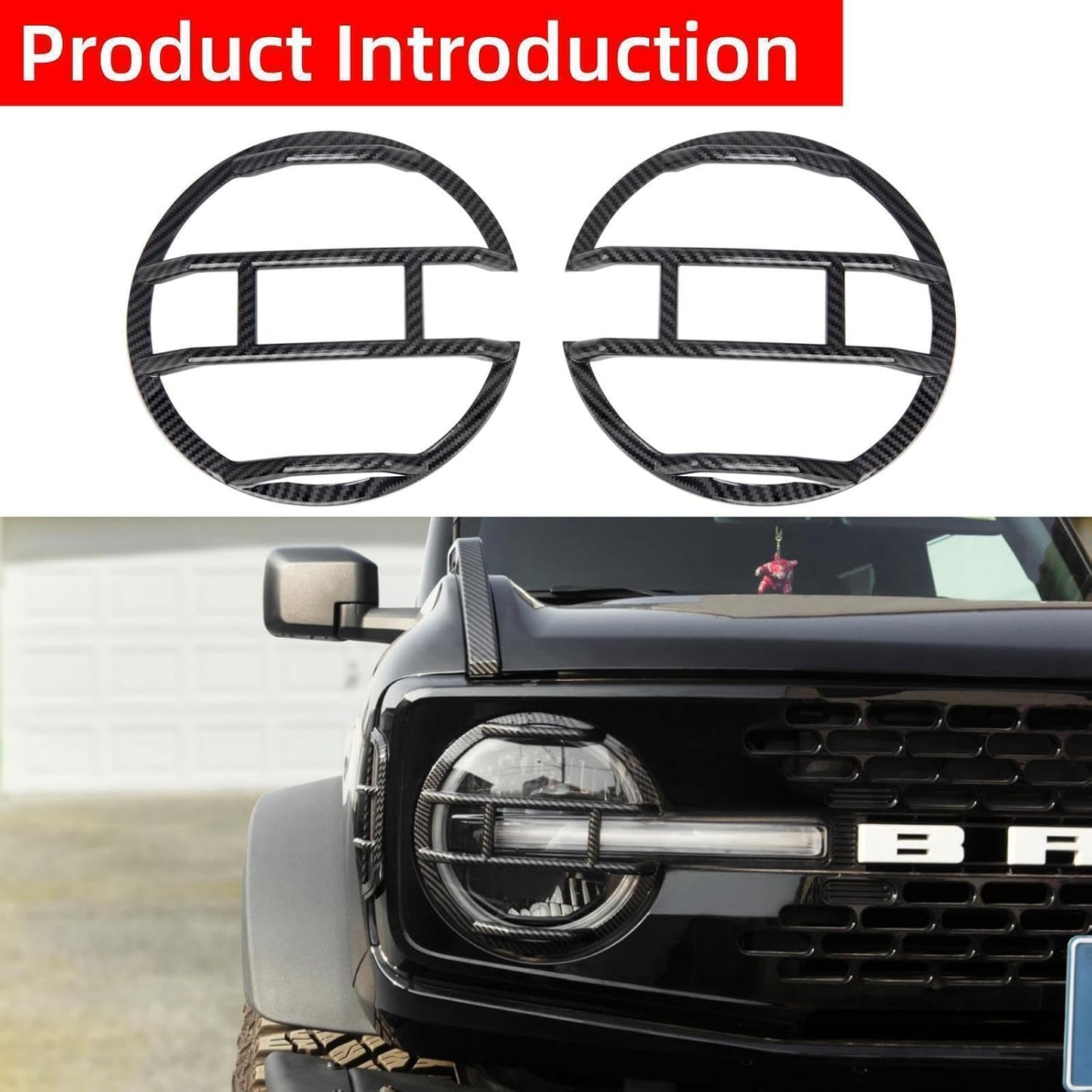 Cubierta faro Bronco 2021-23 fibra kit protector