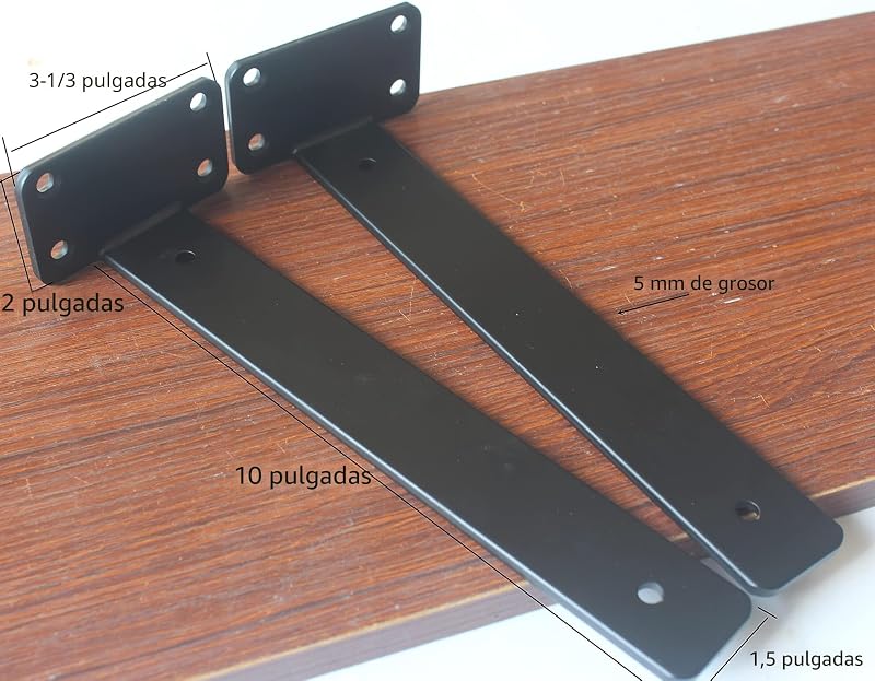12 Pzas Soporte Estante Flotante Hierro Negro 10pulg