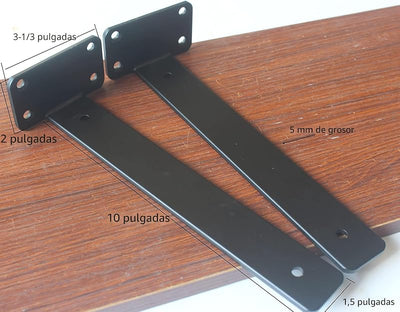 12 Pzas Soporte Estante Flotante Hierro Negro 10pulg