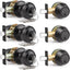 Set 3 pomos puerta cerraduras redondas negro mate