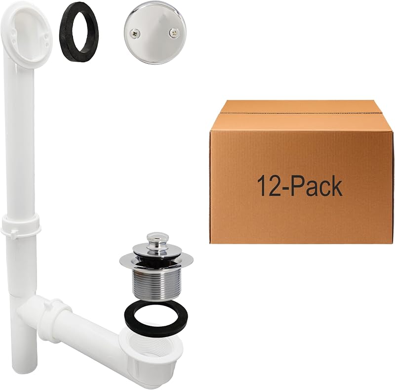 Conjunto tubular baño blanco cromo tapón giratorio 12 pzas