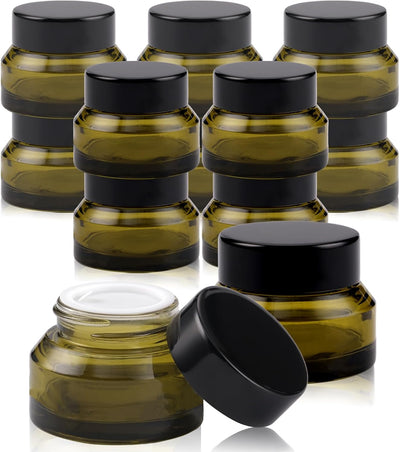 12 Frascos Vidrio Cosméticos Tapas 1oz Contenedor Vacío Verde