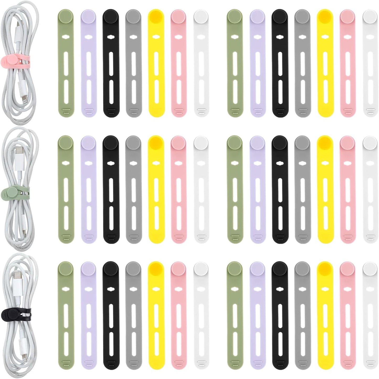 42 lazos silicona reutilizables para cables auriculares computadora
