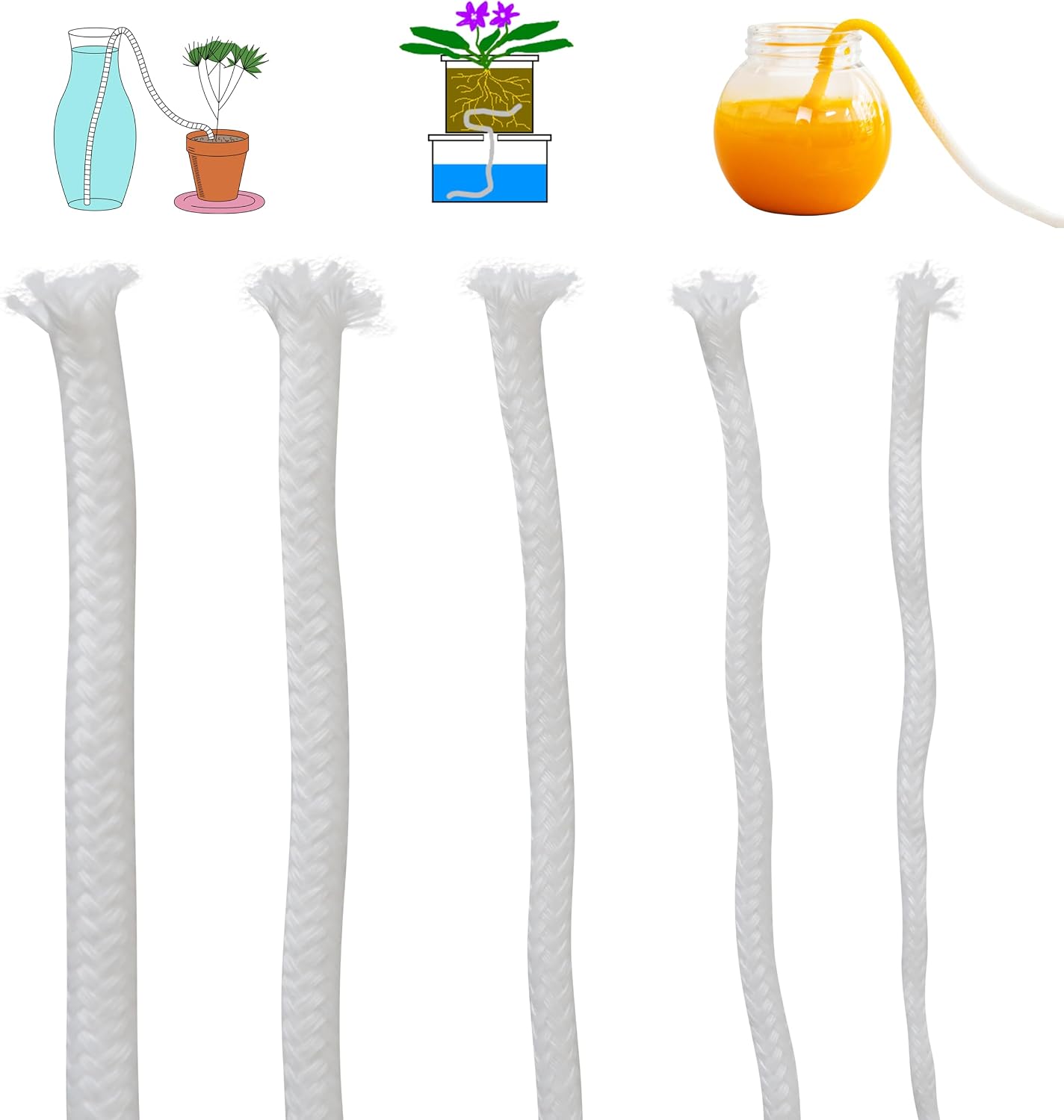 Cuerda mecha riego automático 30ft 1/4-1/12pulg para plantas