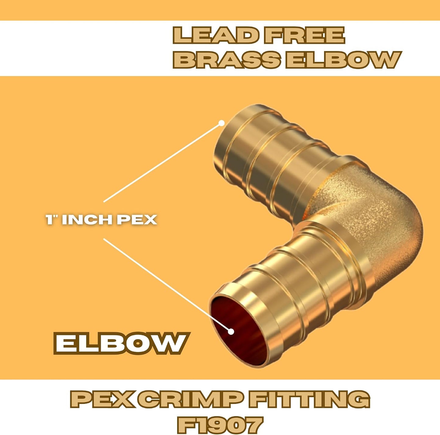 Codo PEX 1 pulg 90 grados latón pack 14