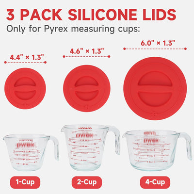 3 Pzas Tapas Silicón Reutilizables para Tazas Medidoras Pyrex