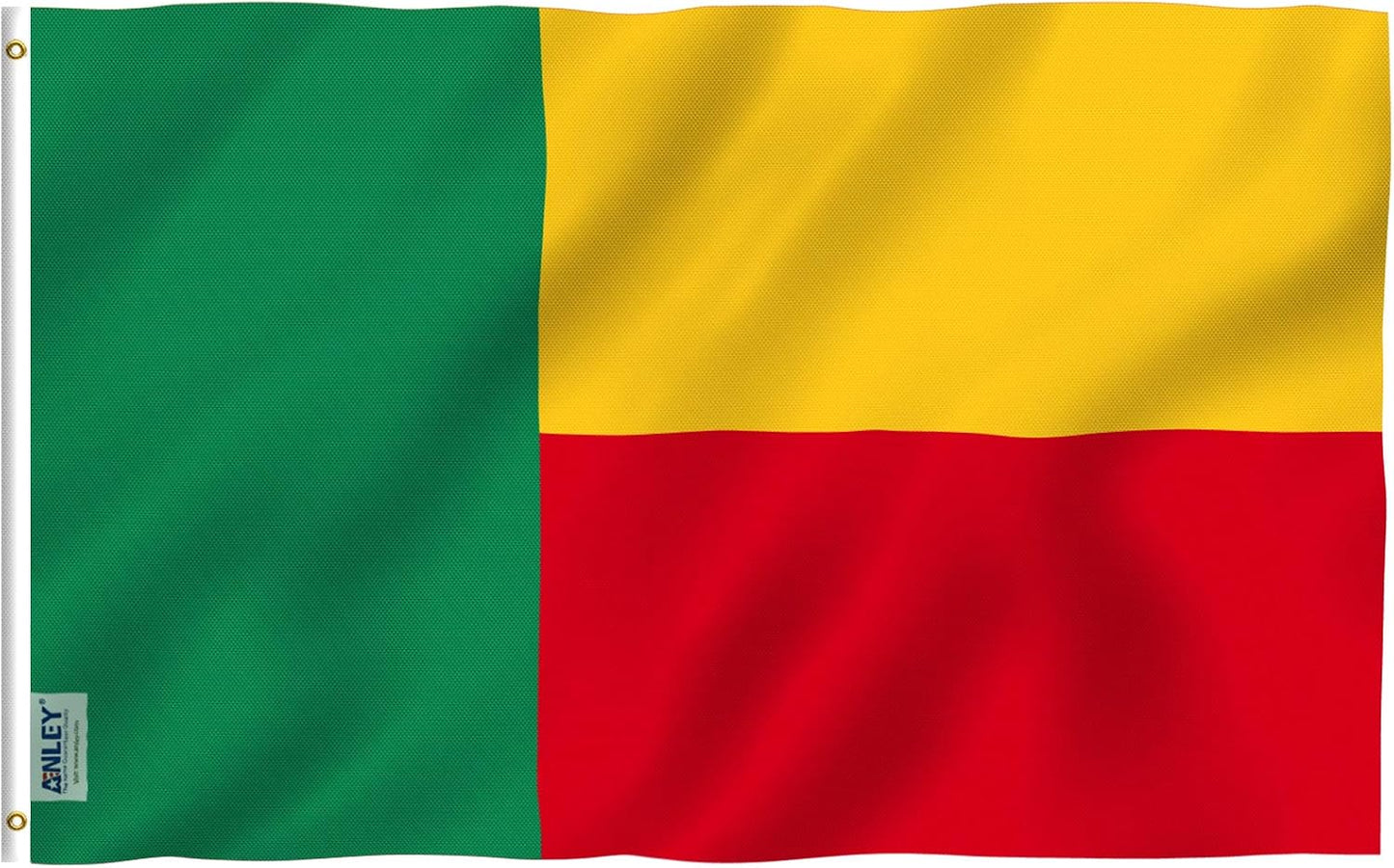 Bandera Benín 3x5ft poliéster ojales latón doble costura