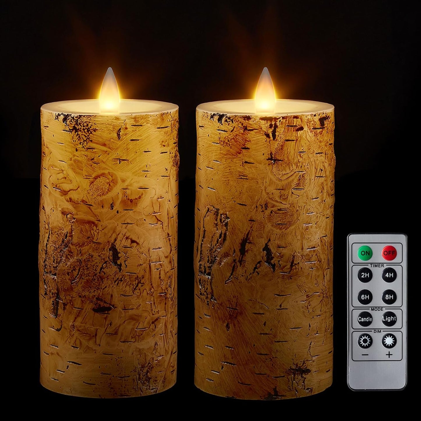 Velas LED sin llama cera abedul temporizador 400h set 2