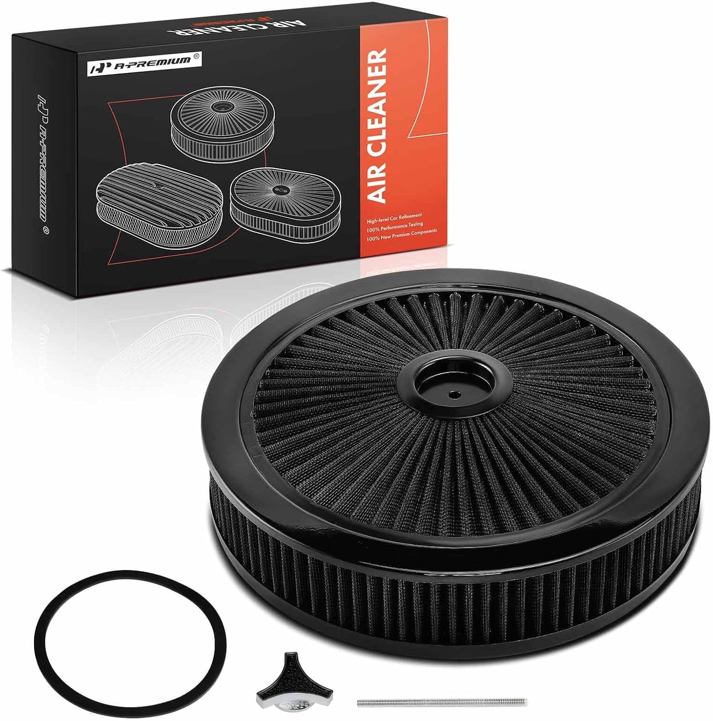 Filtro aire universal redondo 14x3pulg comp Chevy Ford negro