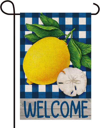 Bandera doble cara jardín playa diseño búfalo azul limón 12x18pulg