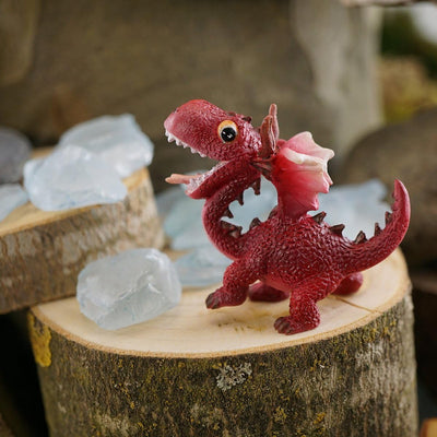 Miniatura jardín hadas figura dragón rojo