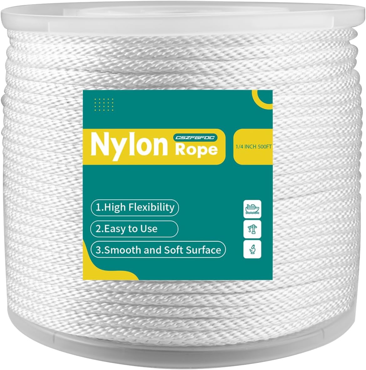 Cuerda nailon 1/4pulg 500ft resistente UV y abrasión