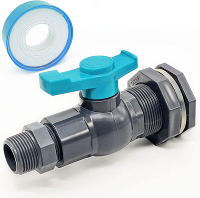 Kit espita lluvia 1" PVC válvula bola adaptador manguera