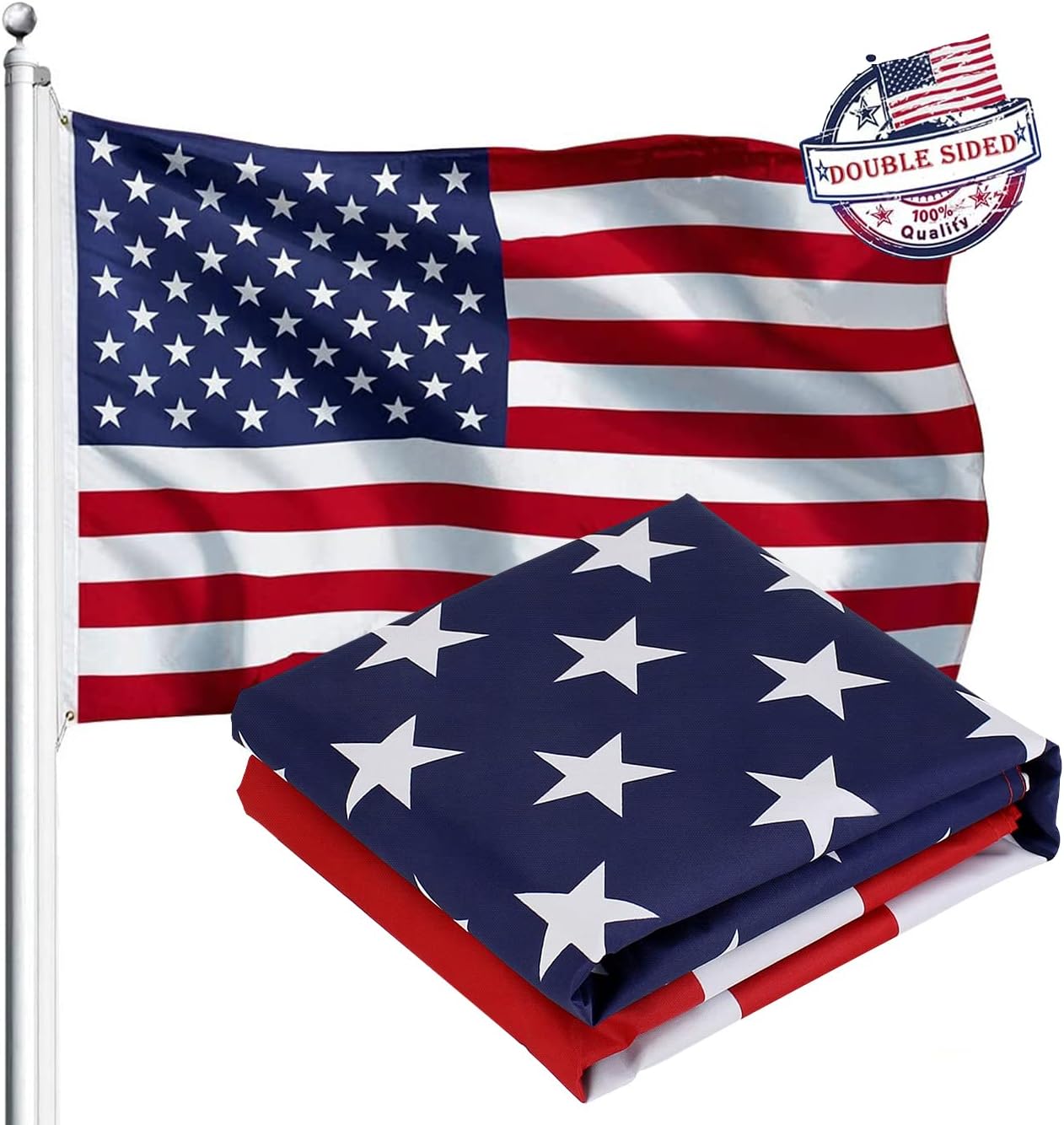 Bandera EE.UU. doble cara 3x5ft 3 capas duradera