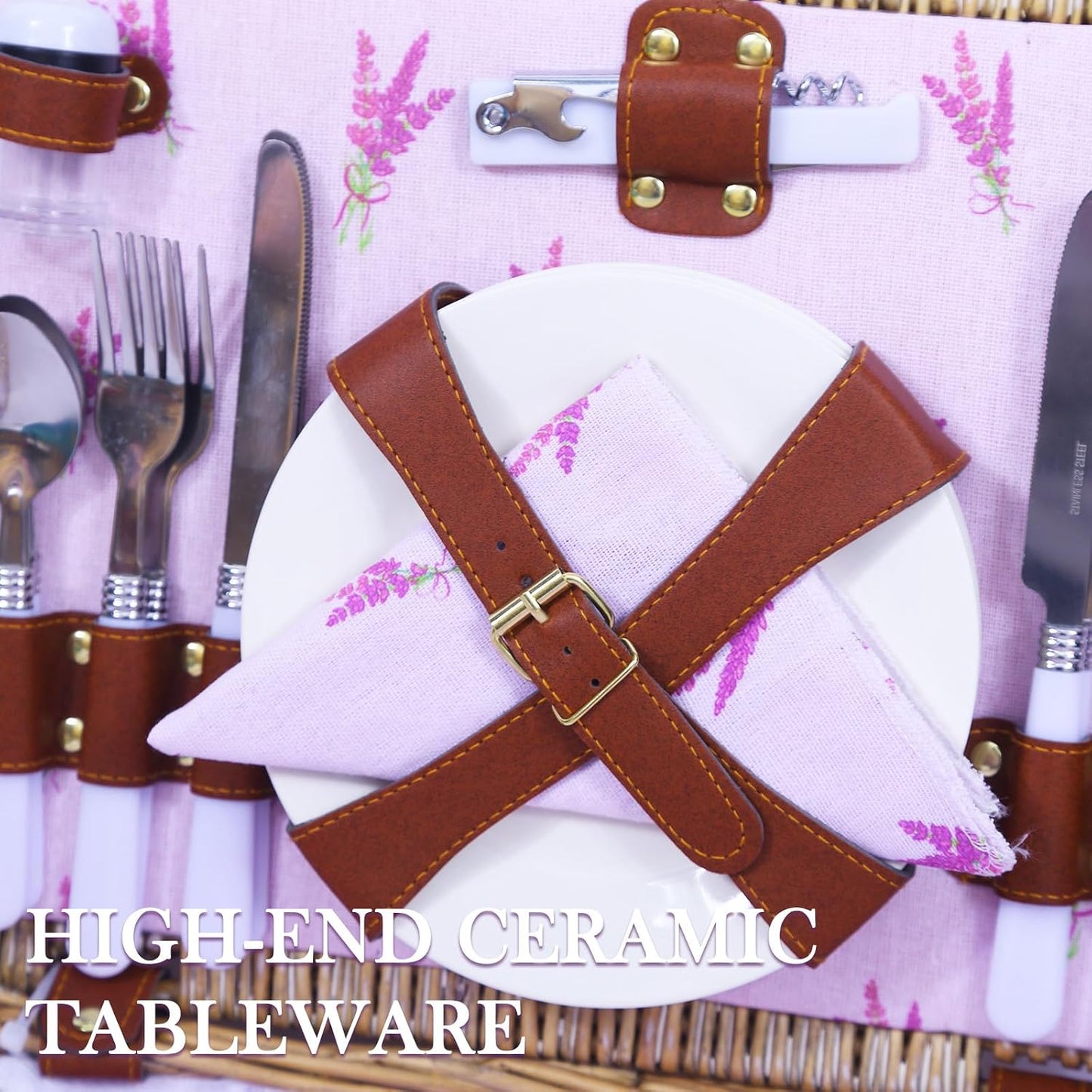 Cesta picnic mimbre 4 personas aislado manta impermeable