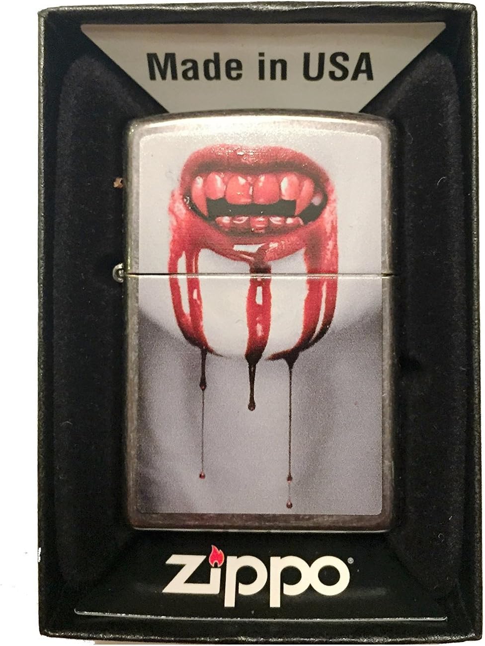 Encendedor personalizado boca vampiro sangrienta anochecer gris