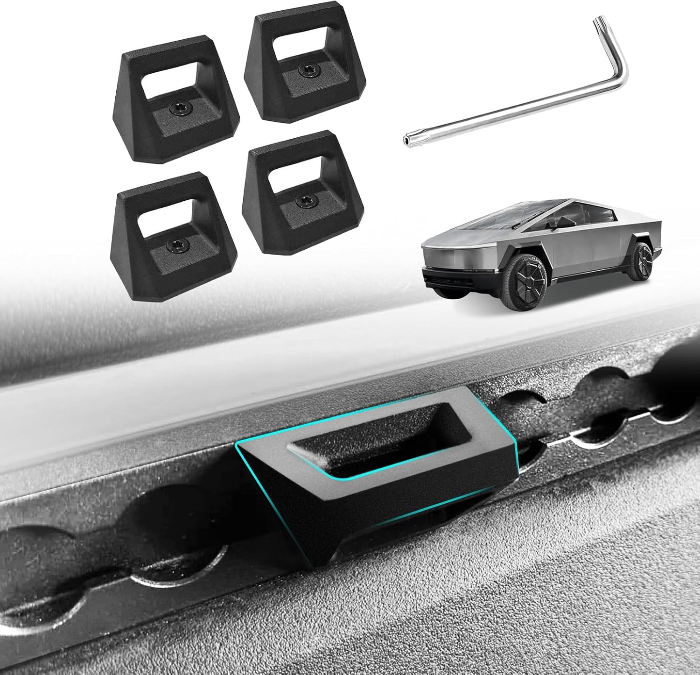 4 Ganchos Cyber para Riel Pista L Tesla 2024-2025