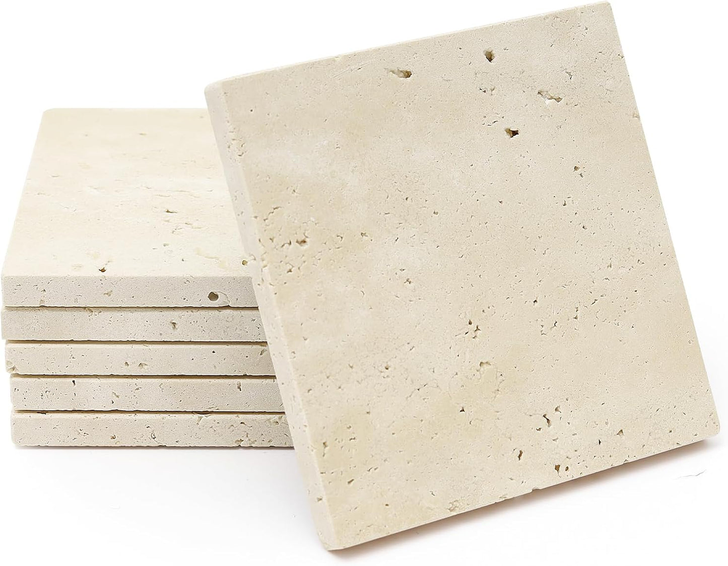 6 Pzas Posavasos Travertino Beige con Respaldo Terri