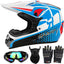 Casco motocross juvenil para bicicleta BMX MX ATV set 4 pzas
