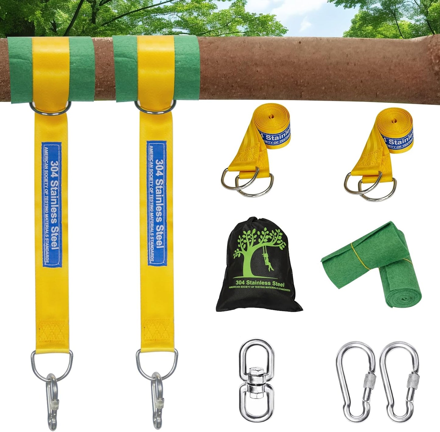 Kit correas columpio árbol seguro 2200lb 3.3pies