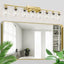 Lámpara baño 8 luces oro cepillado 52" vidrio transparente
