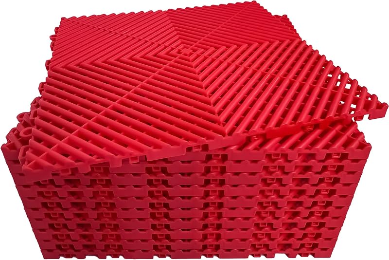 24 Baldosas Garaje 16x16pulg Antiderrap Resistentes Rojo