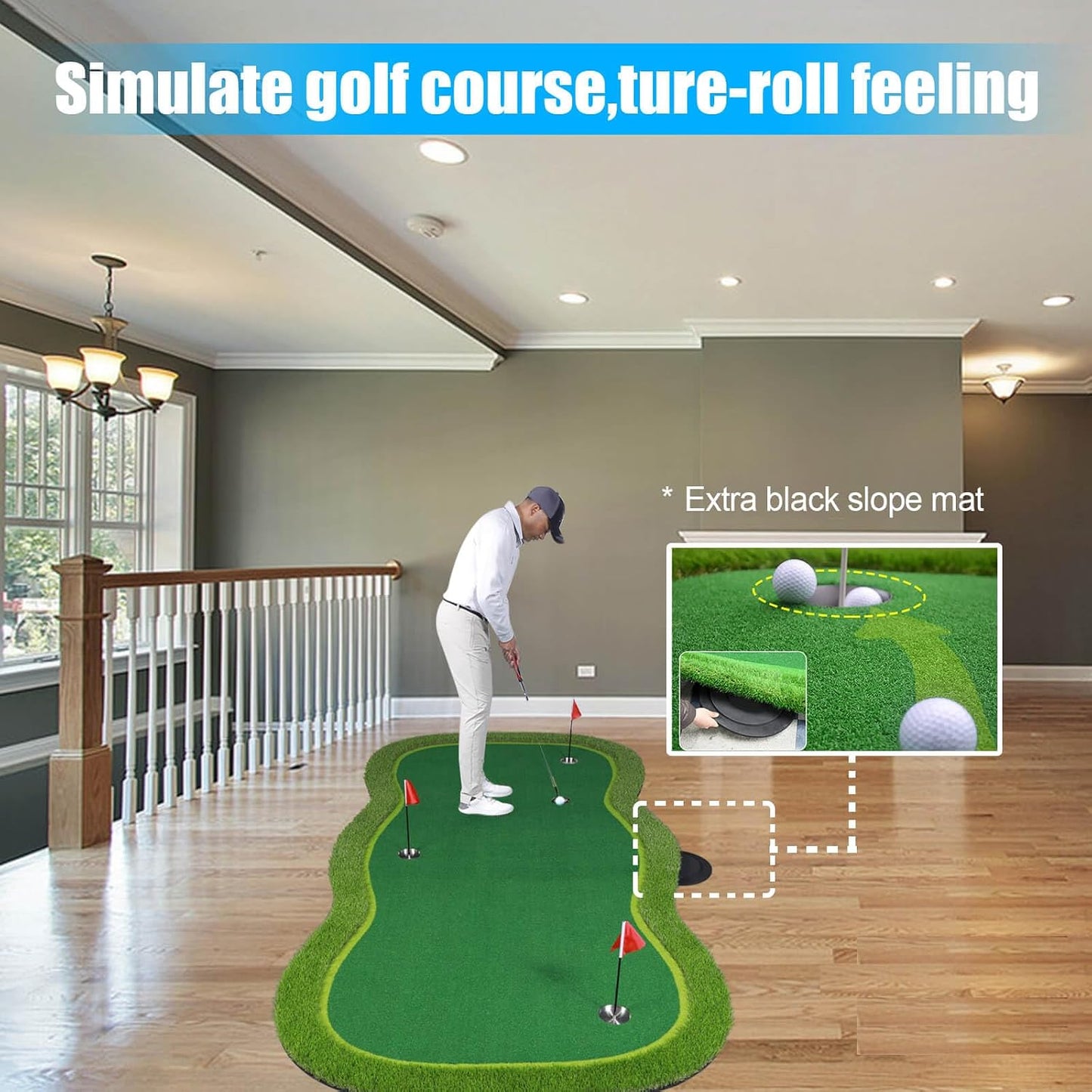 Alfombrilla práctica golf verde para interiores y exteriores