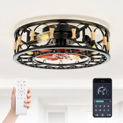 Lámpara techo empotrada ventilador enjaulado control remoto negro